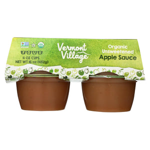 Vermont Village Organic Applesauce - Unsweetened - Case Of 12 - 4 Oz.