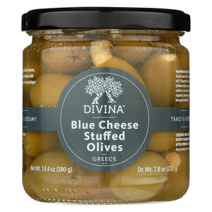 Divina - Olives Stuffed With Blue Cheese - Case Of 6 - 7.8 Oz.