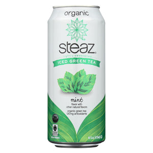 Steaz Lightly Sweetened Green Tea - Mint - Case Of 12 - 16 Fl Oz.