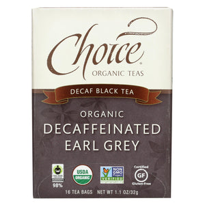 Choice Organic Teas Decaffeinated Earl Grey Tea - 16 Tea Bags - Case Of 6