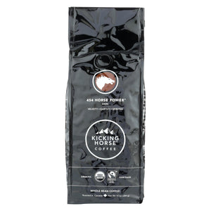 Kicking Horse Coffee - Organic - Whole Bean - 454 Horse Power - Dark Roast - 10 Oz - Case Of 6